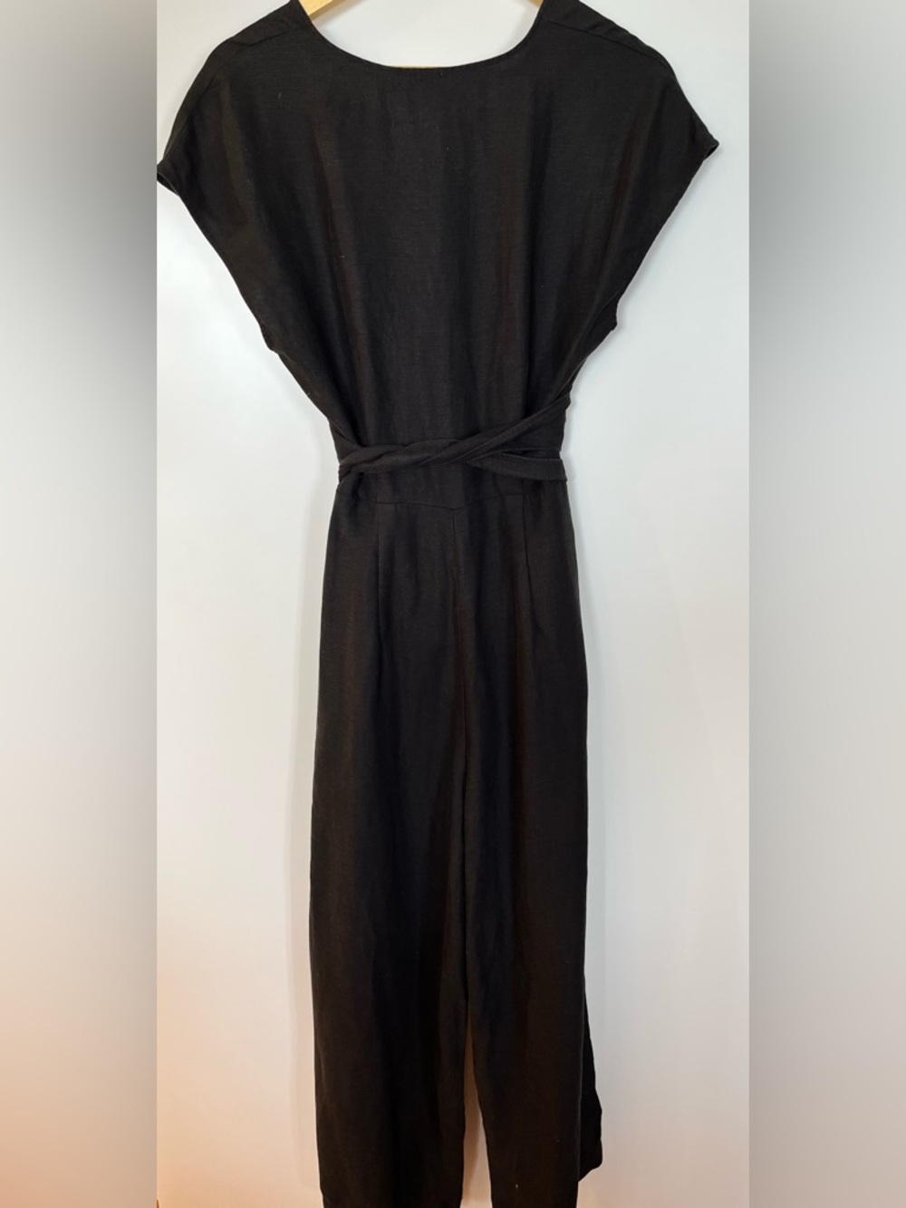 Wilfred Brax Linen Blend Jumpsuit Cut Out Wrap Top Wide Leg Cropped - Picture 6 of 11